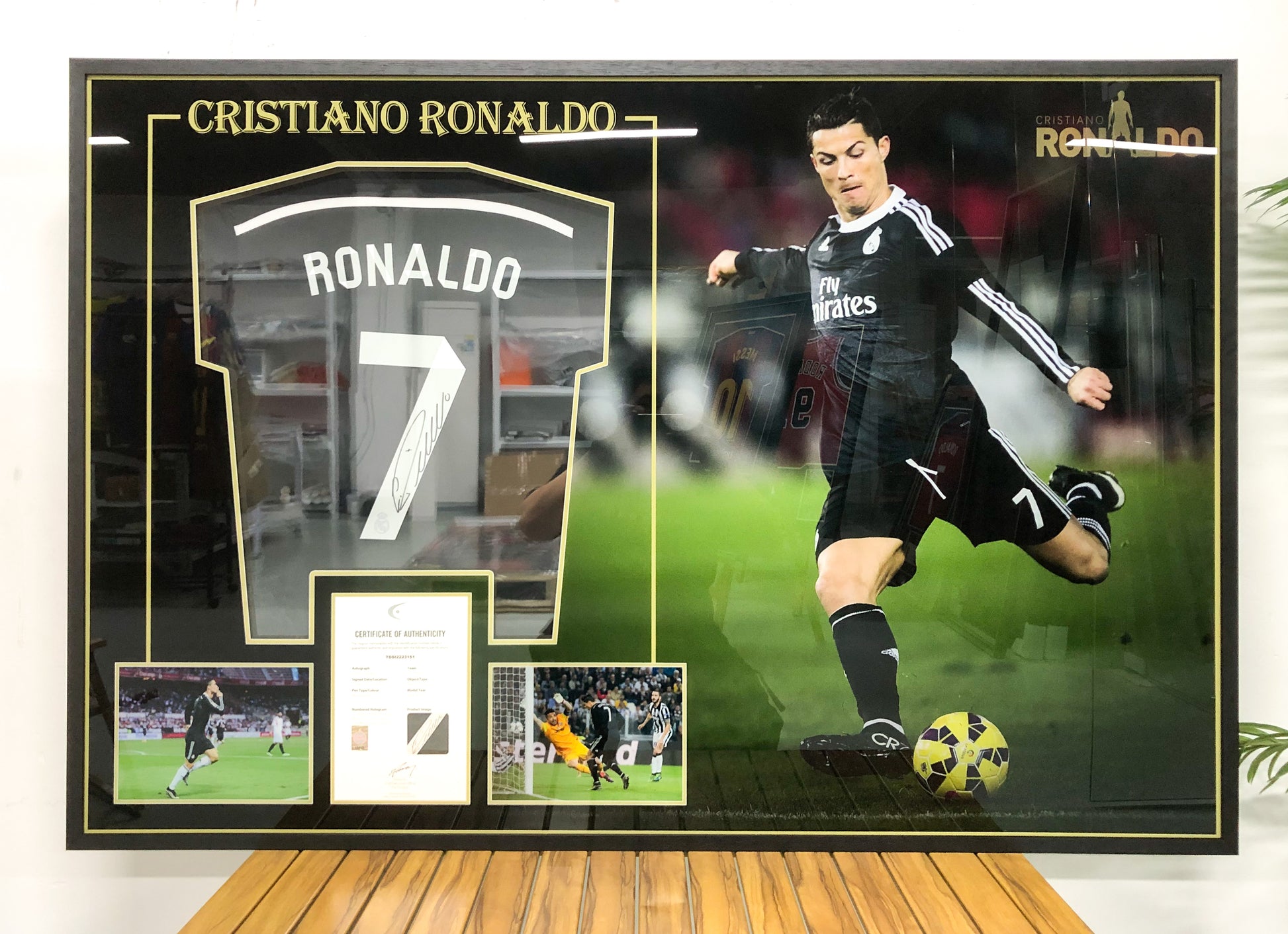 Real Madrid CF Cristiano Ronaldo Autographed Jersey with Personalized Custom Design Framed 000010