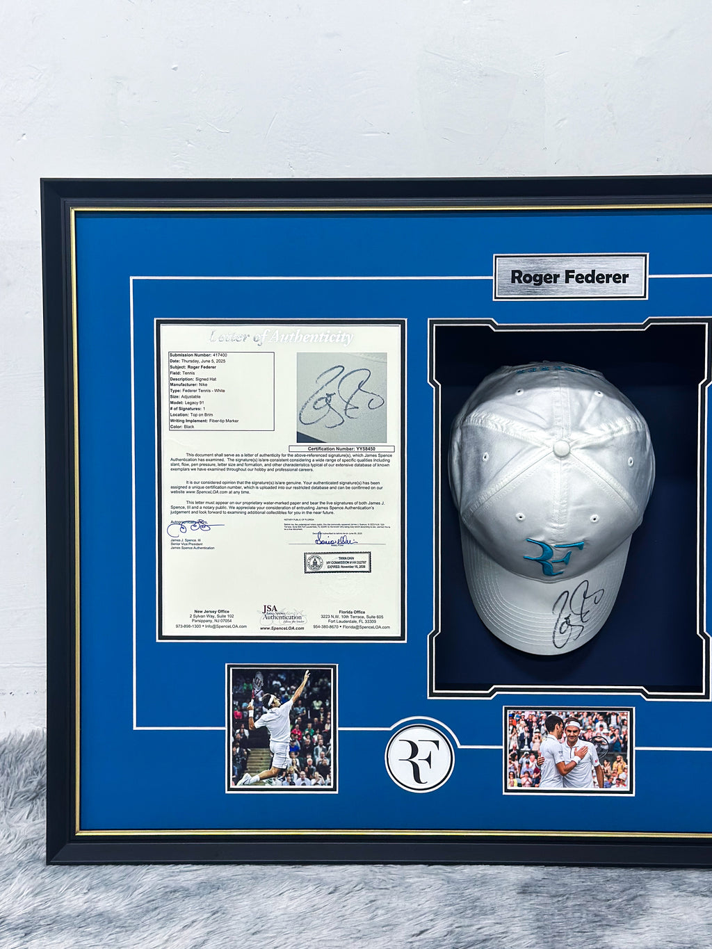 Roger Federer # Novak Djokovic Hat Custom Framing 000205