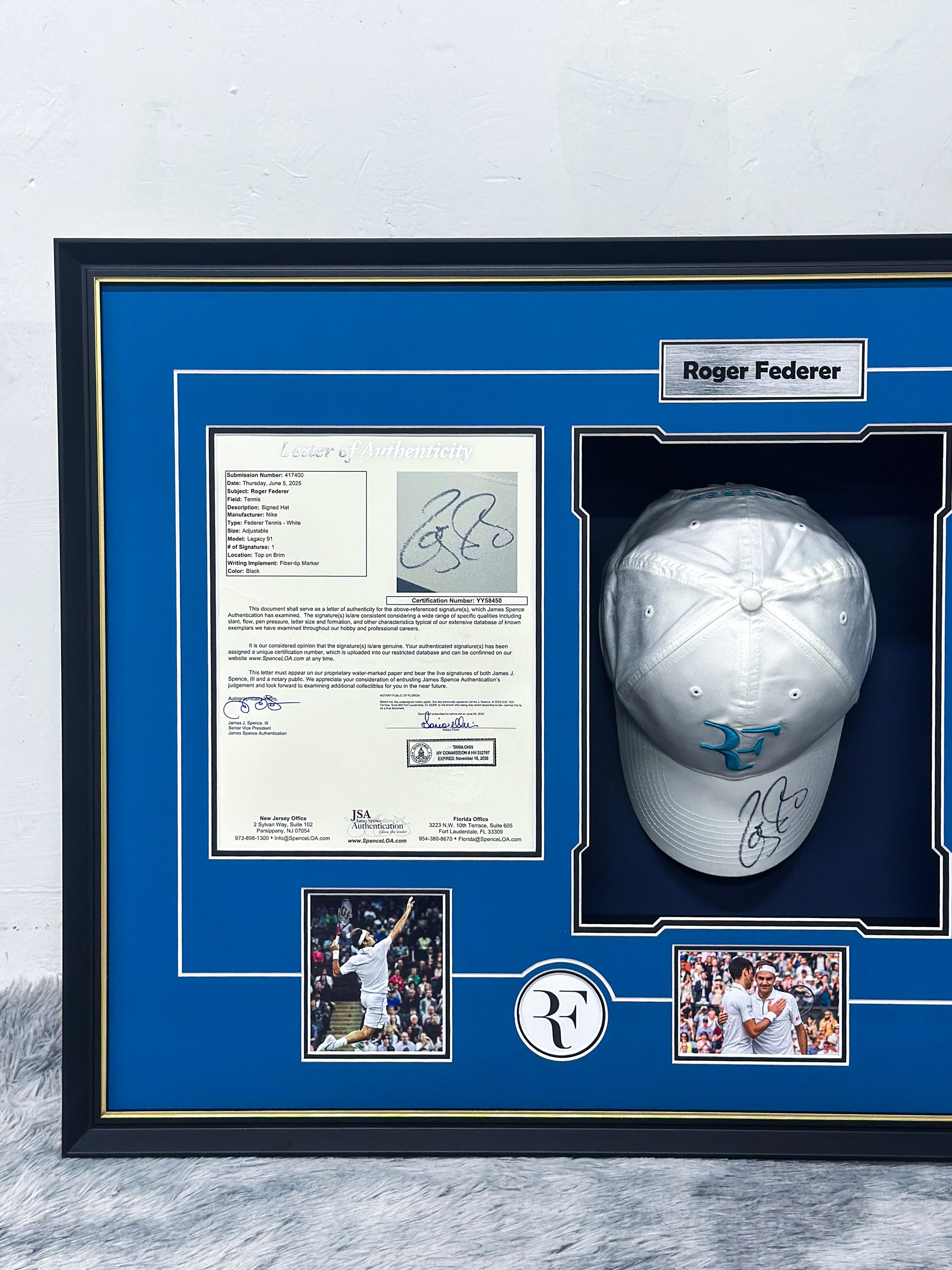 Roger Federer # Novak Djokovic Hat Custom Framing 000205