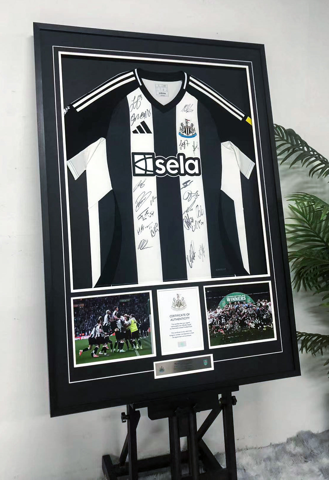 Newcastle United F.C.  Autographed Jersey with Personalized Custom Design Framed 00002