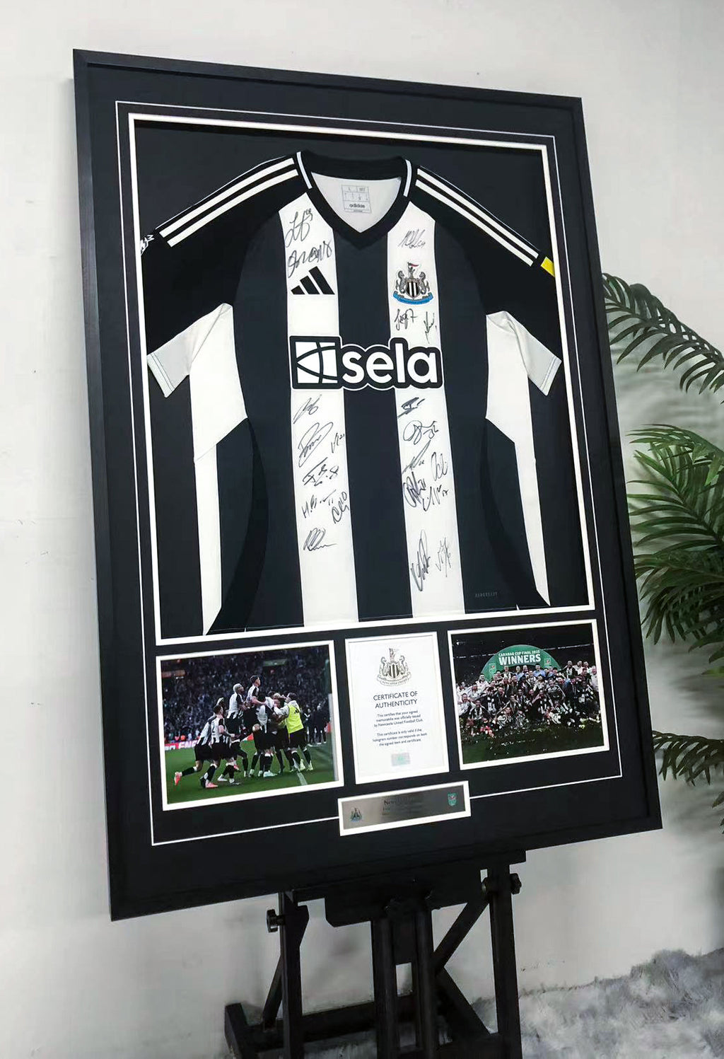 Newcastle United F.C.  Autographed Jersey with Personalized Custom Design Framed 00002