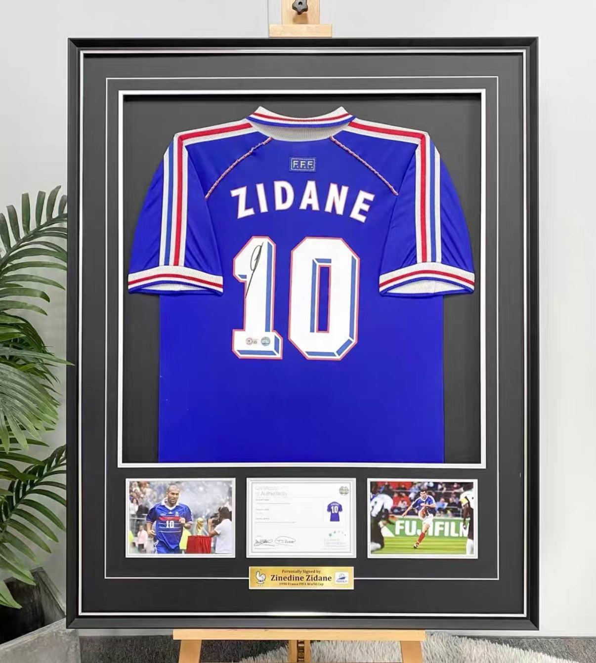 French Zinedine Zidane Autographed Jersey with Personalized Custom Design Framed 0000070
