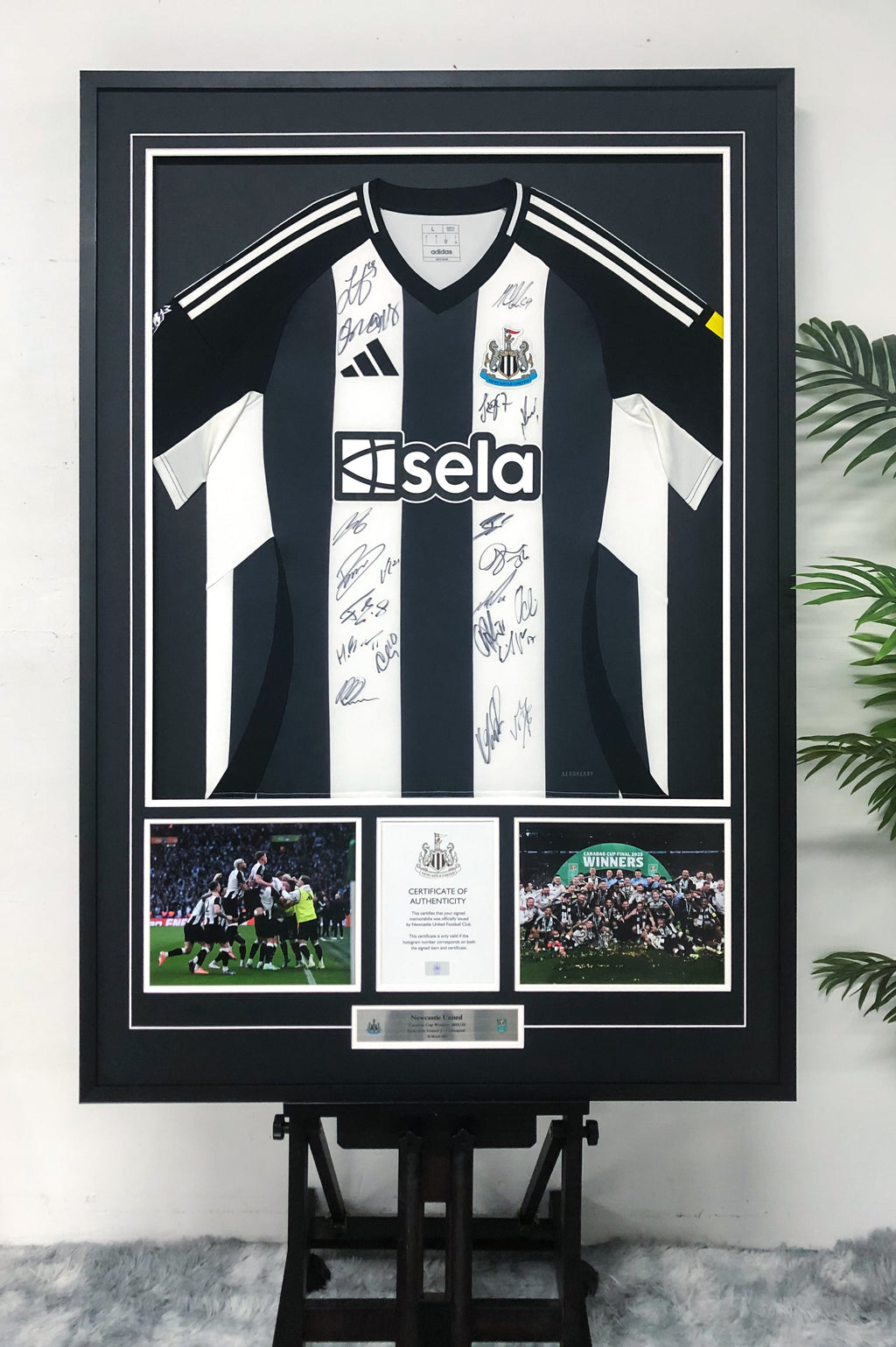 Newcastle United F.C.  Autographed Jersey with Personalized Custom Design Framed 00002
