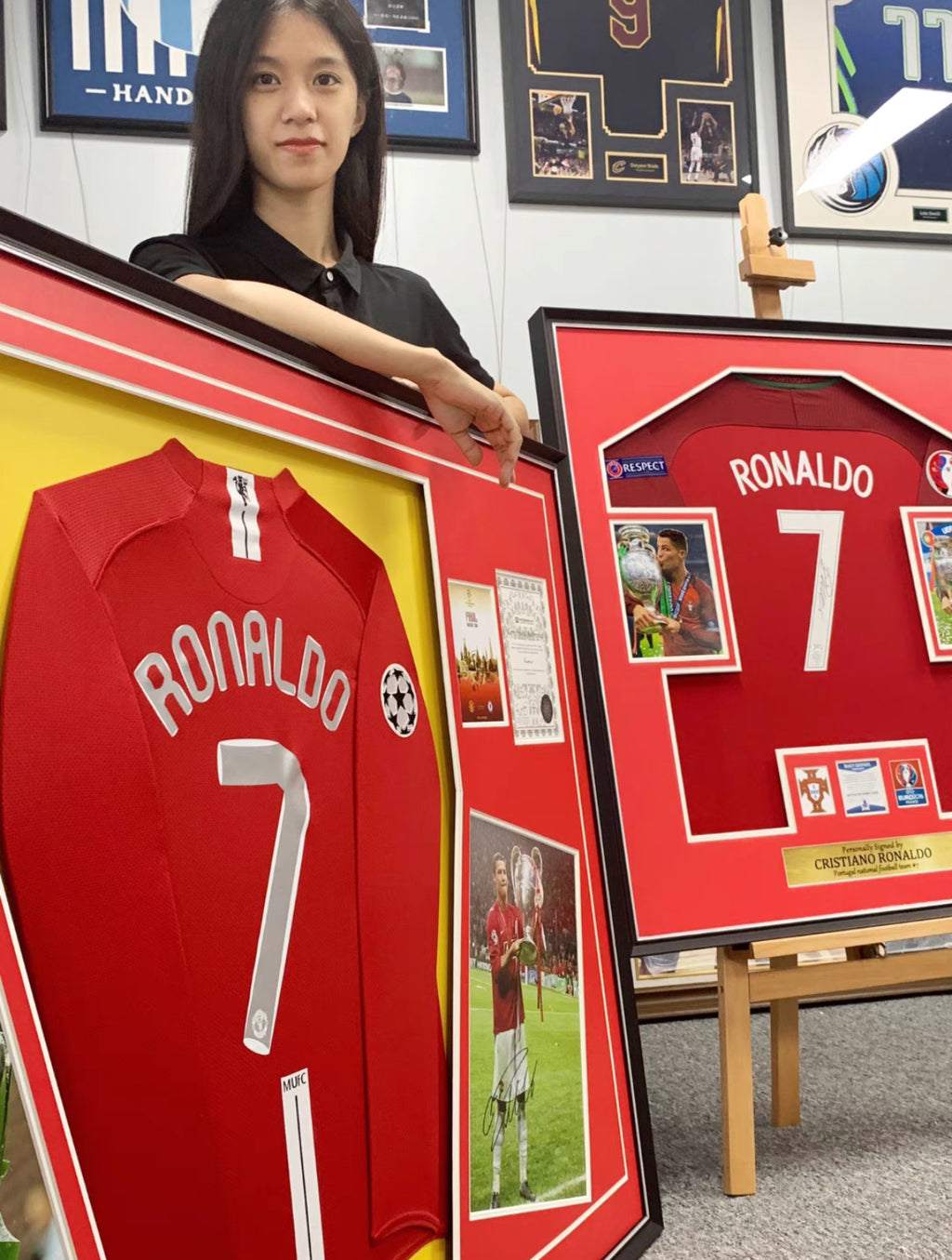 Portugal Cristiano Ronaldo Autographed Jersey with Personalized Custom Design Framed 000012