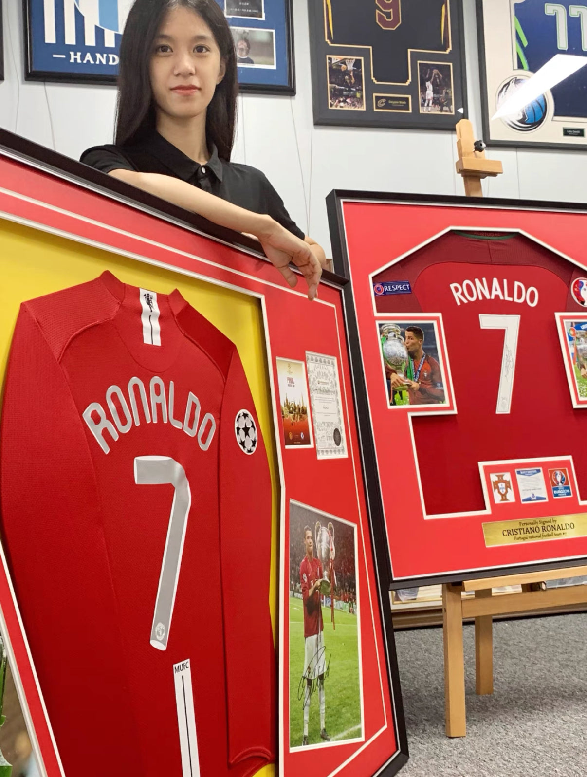 Portugal Cristiano Ronaldo Autographed Jersey with Personalized Custom Design Framed 000012