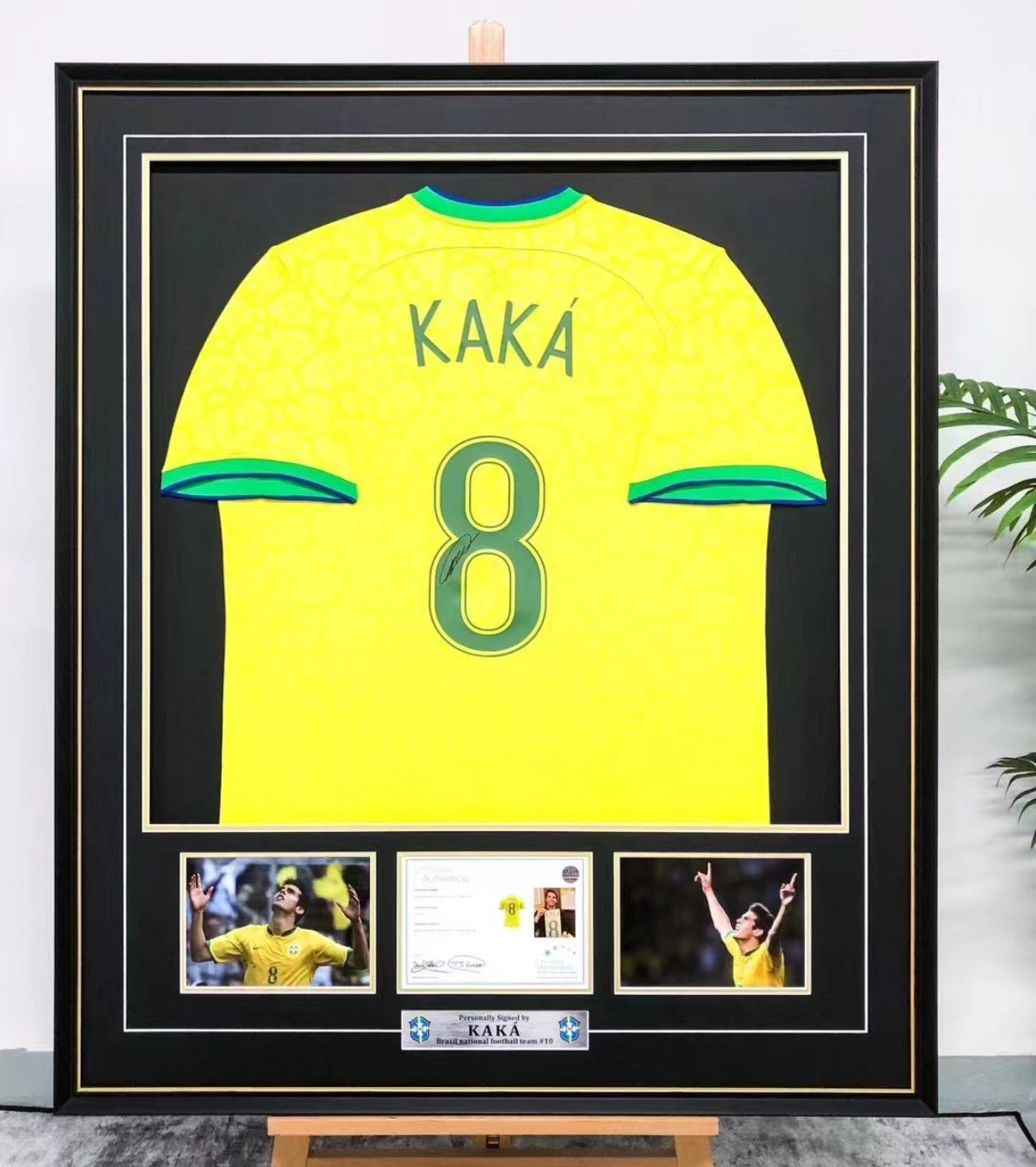Brazil national team KAKA Autographed Jersey with Personalized Custom Design Framed 000020