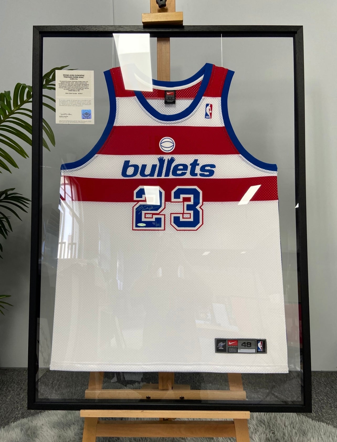Washington Wizards Michael Jordan Autographed Jersey with Standard Design Framed 00070
