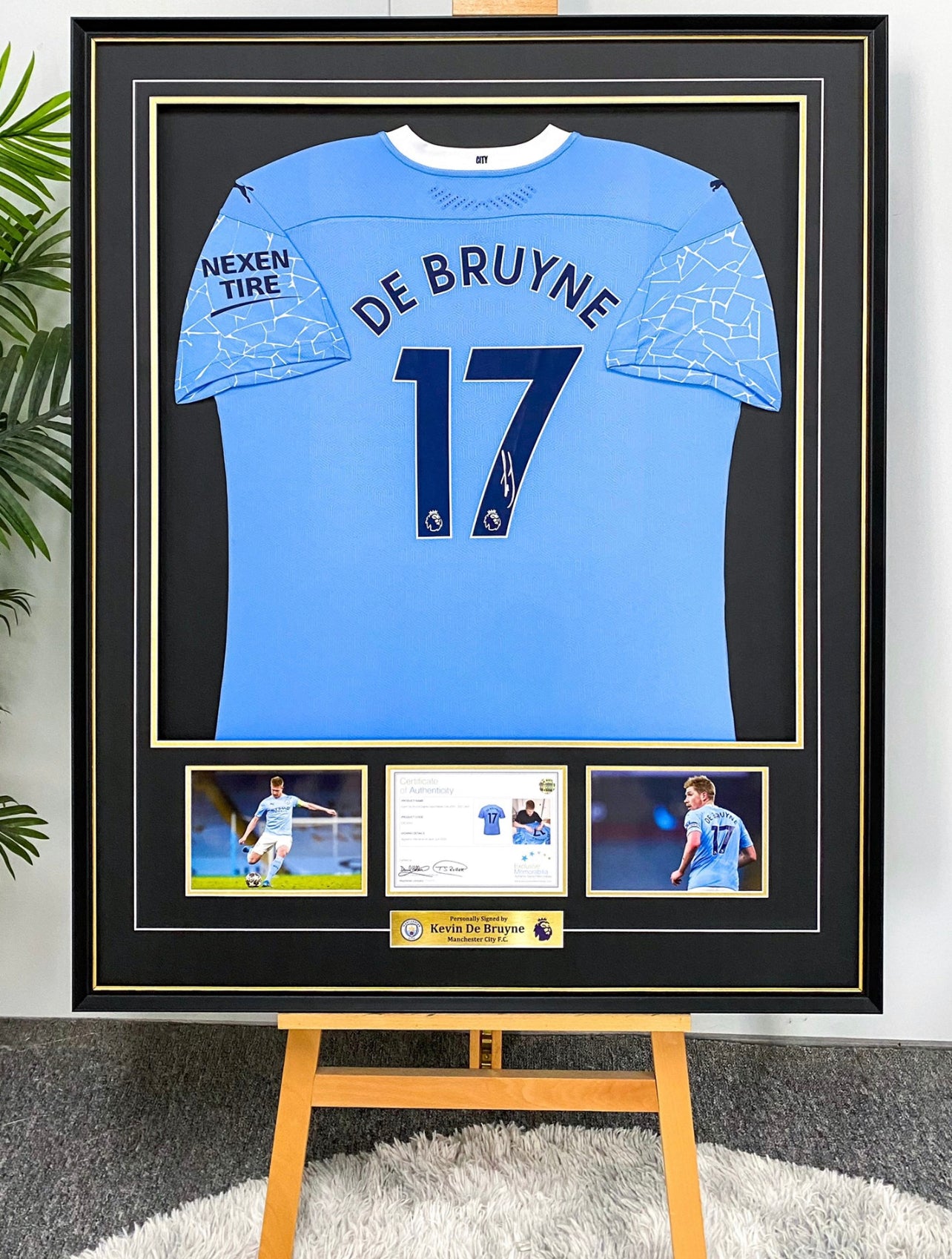 Manchester City FC DE BRUYNE Autographed Jersey with Personalized Custom Design Framed 00015