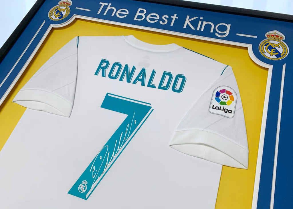 Real Madrid CF Cristiano Ronaldo Autographed Jersey with Personalized Custom Design Framed 000024
