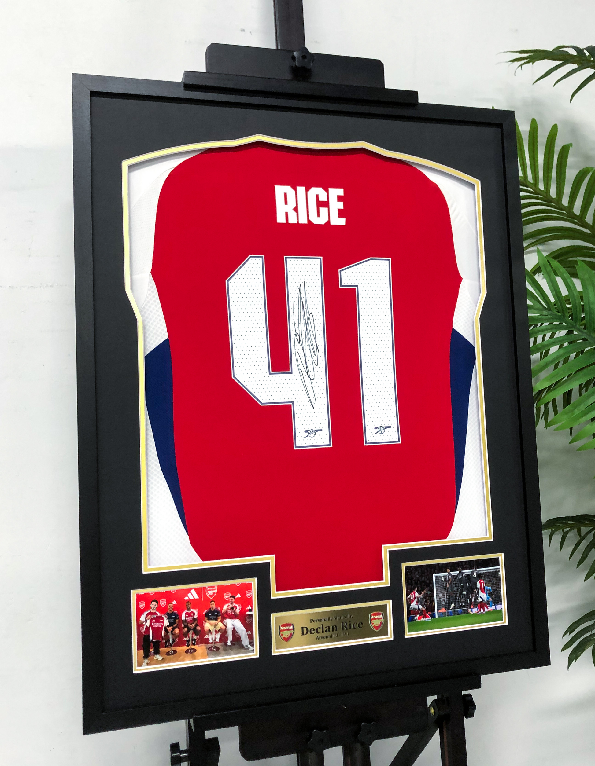 The Arsenal Declan Rice Football Club Autographed Jersey with Personalized Custom Design Framed 00031