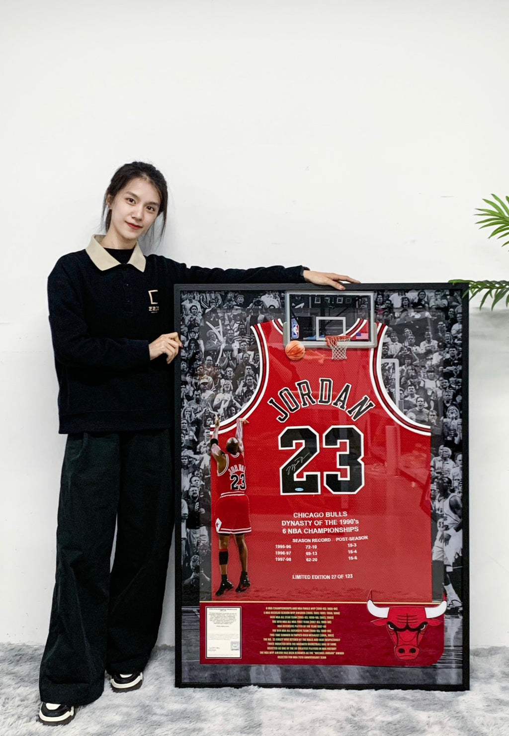 Chicago Bulls Michael Jordan Autographed Jersey with Personalized Custom Design Framed 00013