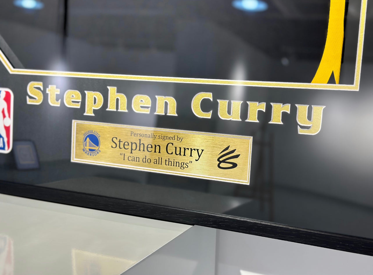 Golden State Warriors Stephen Curry Autographed Jersey with Personalized Custom Design Framed 000028