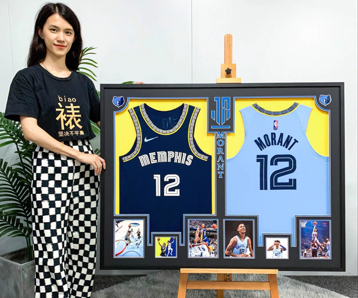 Memphis Grizzlies Ja Morant Autographed Jersey with Personalized Custom Design Framed 000011