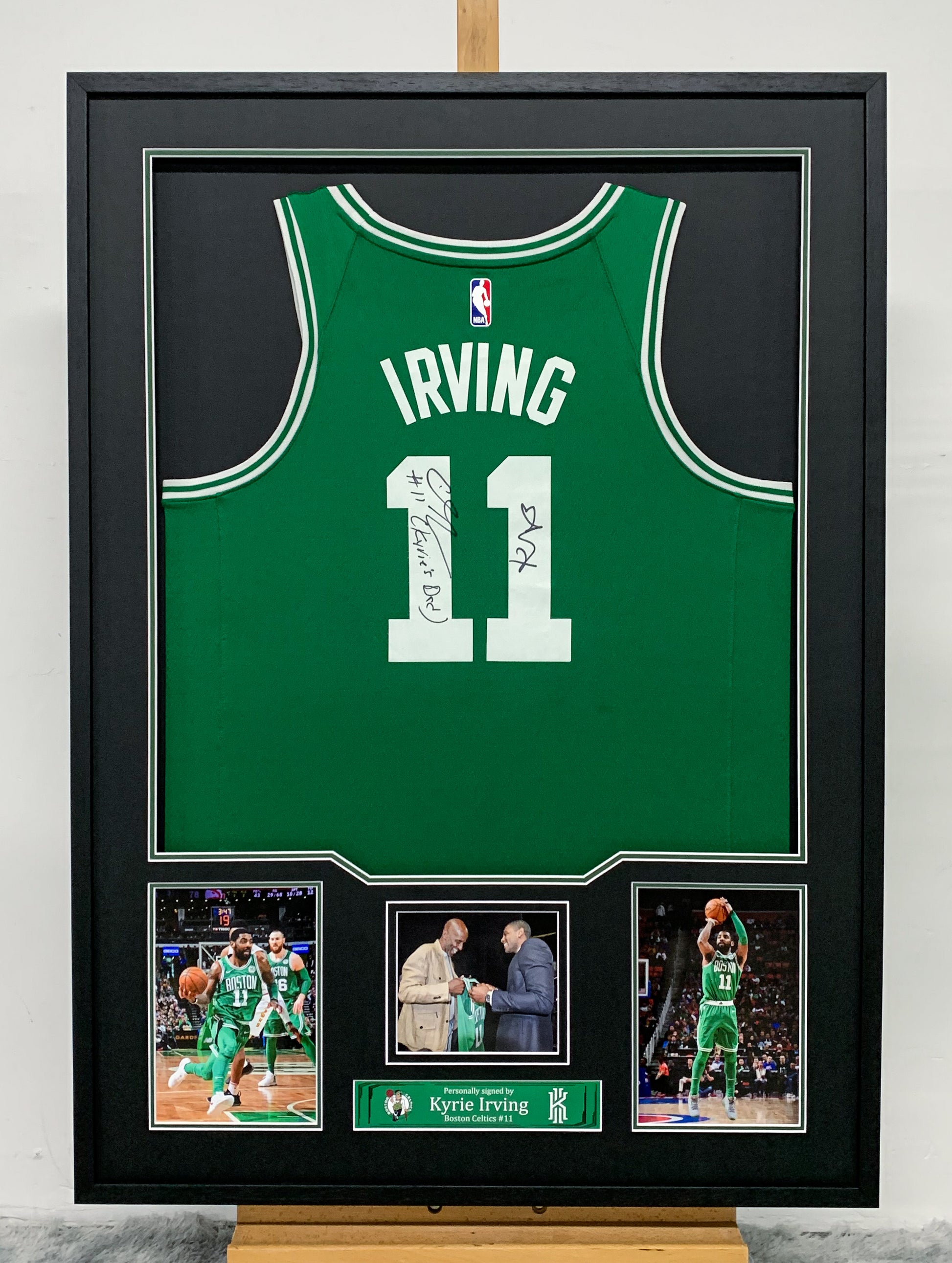 Boston Celtics Kyrie Irving Autographed Jersey with Standard Design Framed00007