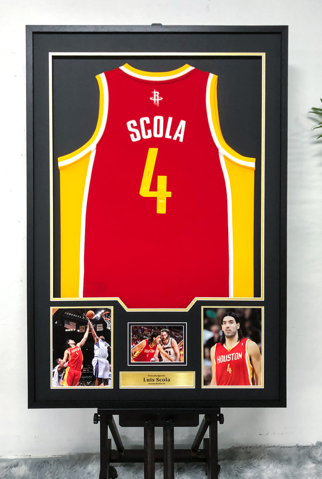 Houston Rockets Luis Scola Autographed Jersey with Personalized Custom Design Framed 00070