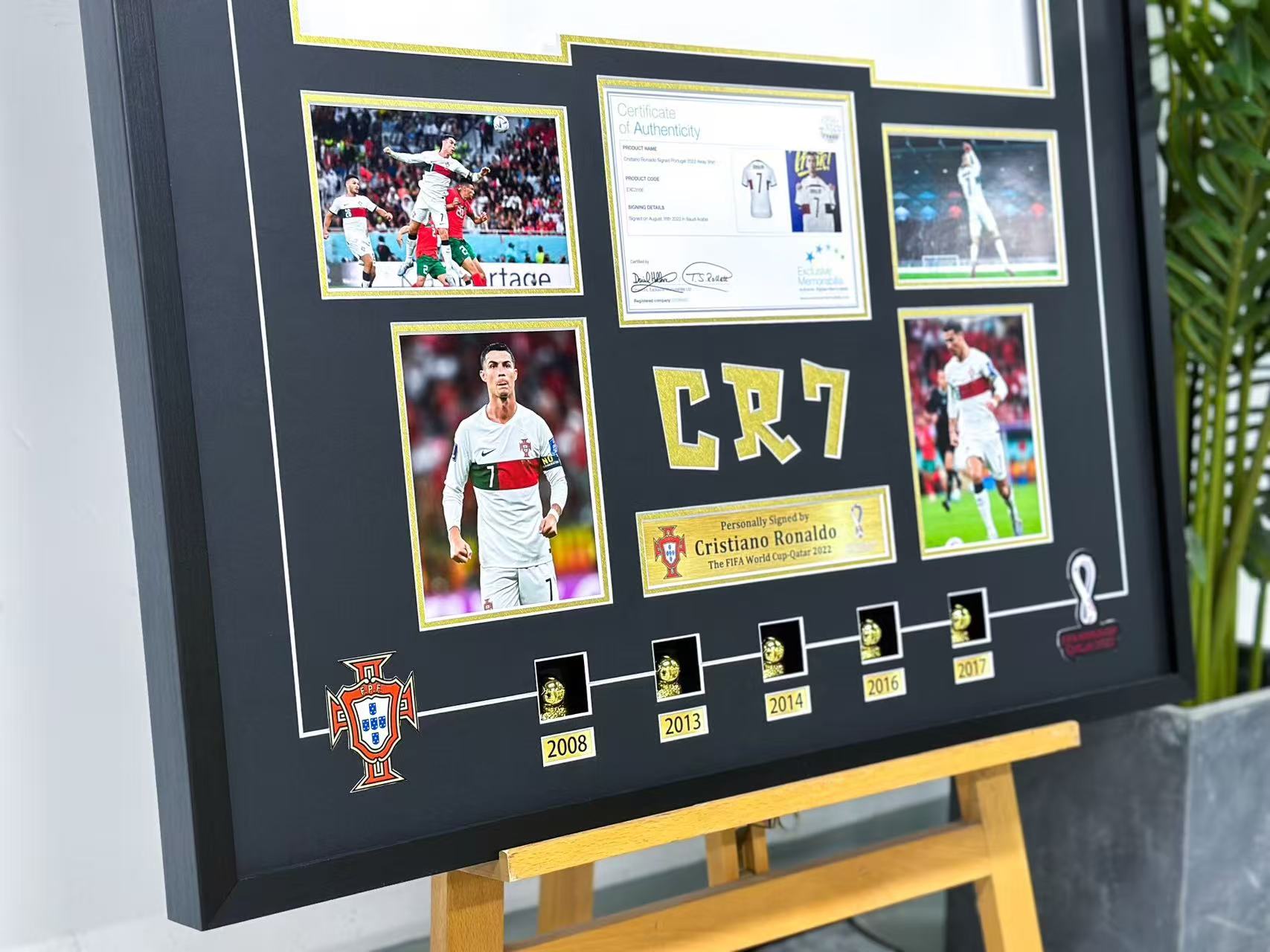 Portugal Cristiano Ronaldo Autographed Jersey with Personalized Custom Design Framed 00080