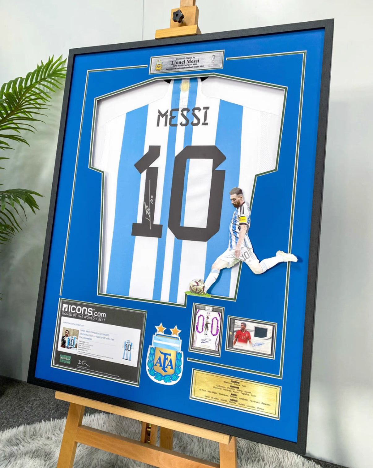 Argentina Lionel Messi Autographed Jersey with Personalized Custom Design Framed 00008