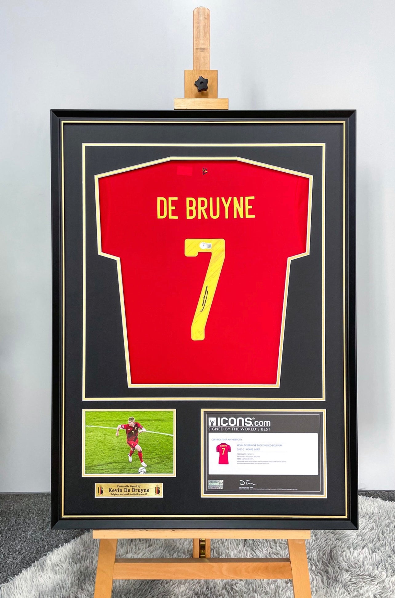 Belgium DE BRUYNE Autographed Jersey with Personalized Custom Design Framed 000041