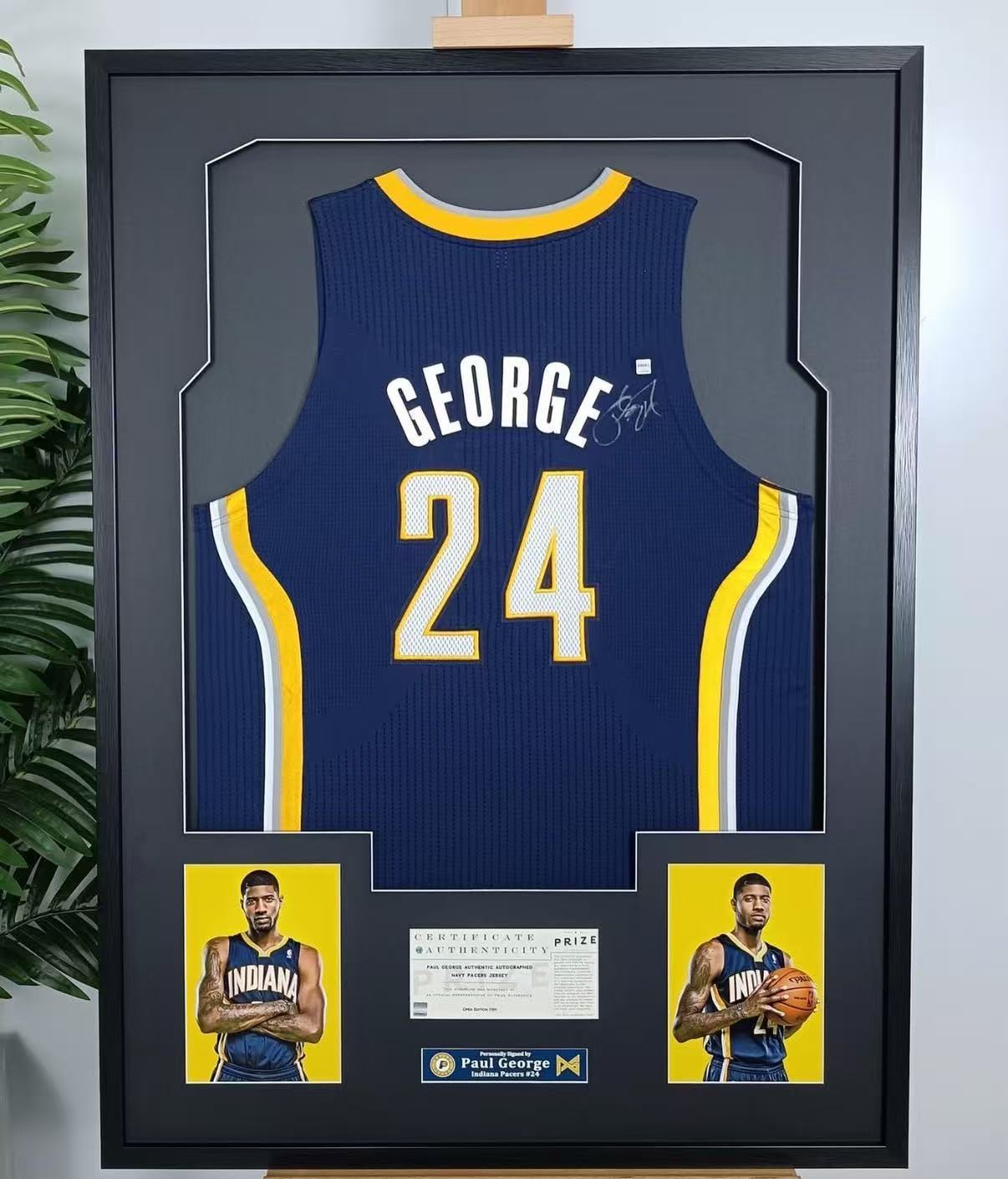 Indiana Pacers Paul George Autographed Jersey with Standard Design Framed00002