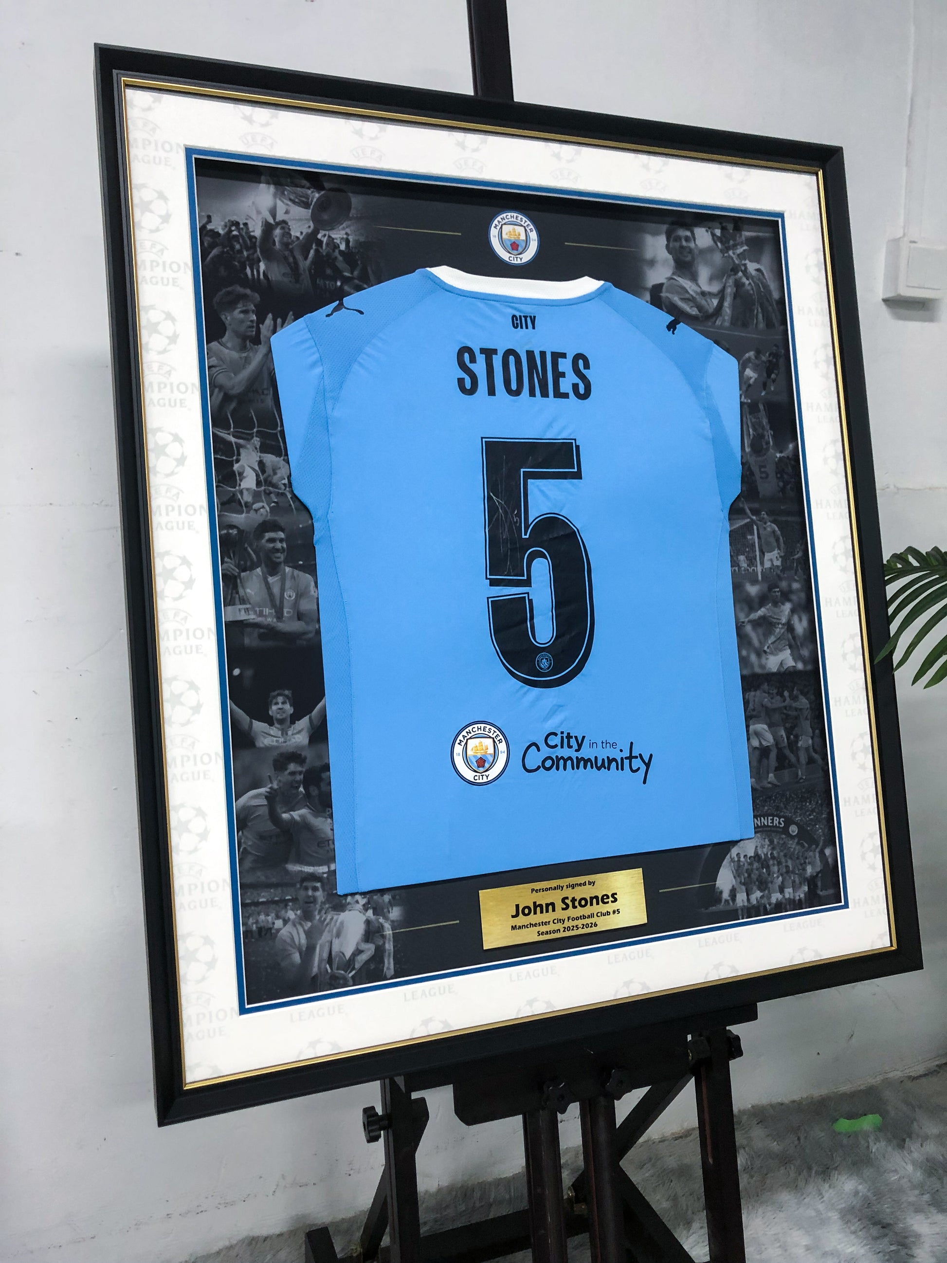 John Stones Manchester City Football Club Jersey Framing  00028