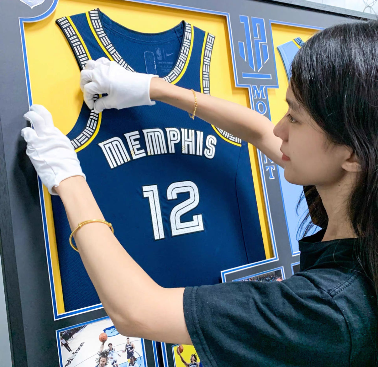 Memphis Grizzlies Ja Morant Autographed Jersey with Personalized Custom Design Framed 000011