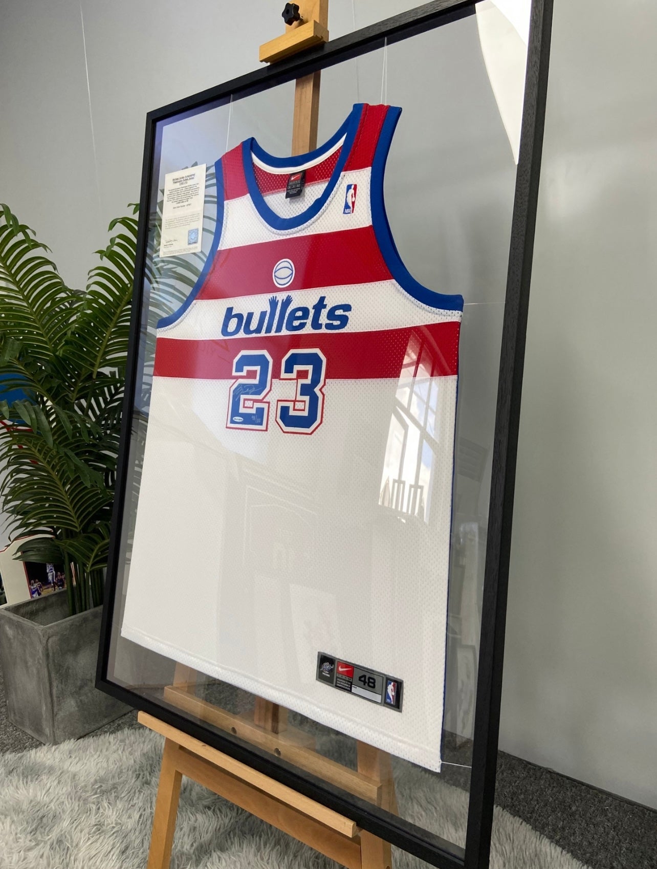 Washington Wizards Michael Jordan Autographed Jersey with Standard Design Framed 00070