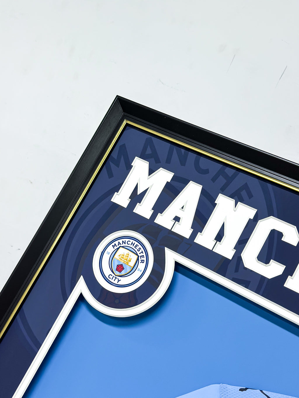 Manchester City FC Erling Haaland Autographed Jersey with Personalized Custom Design Framed 00028