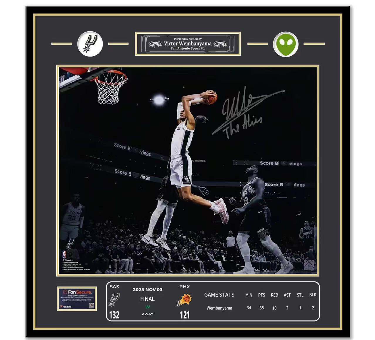 San Antonio Spurs Wembanyama Poster with Personalized Custom Design Framed 00011