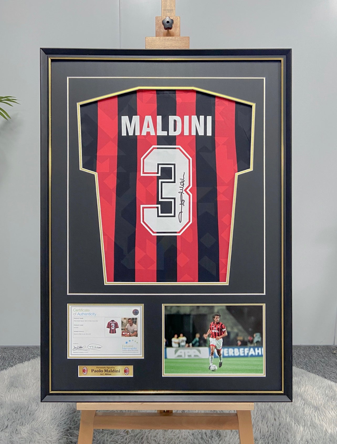 A.C. Milan Paolo Maldini Autographed Jersey with Personalized Custom Design Framed 000017