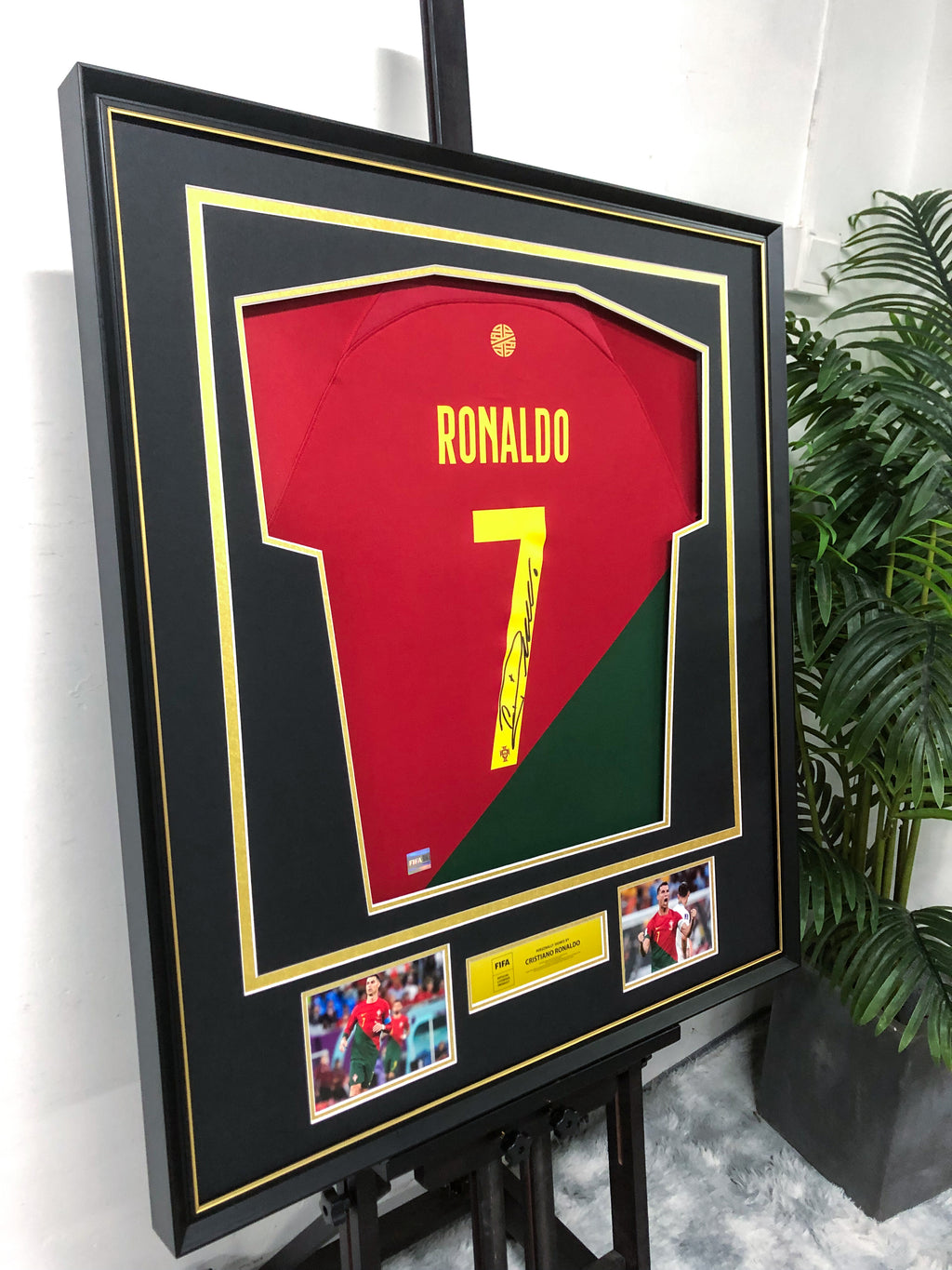 Portugal Cristiano Ronaldo Autographed Jersey with Personalized Custom Design Framed 00086