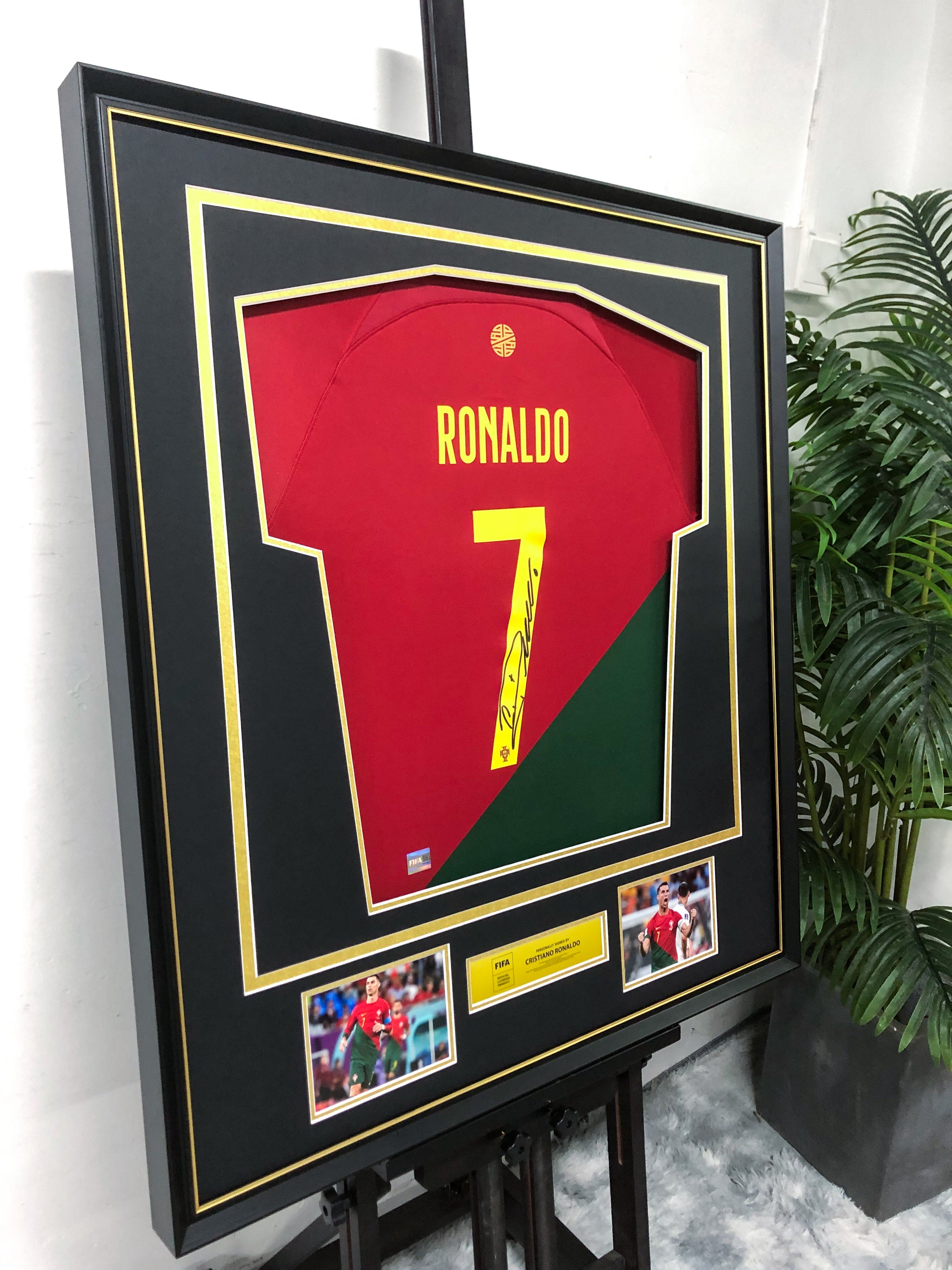 Portugal Cristiano Ronaldo Autographed Jersey with Personalized Custom Design Framed 00086