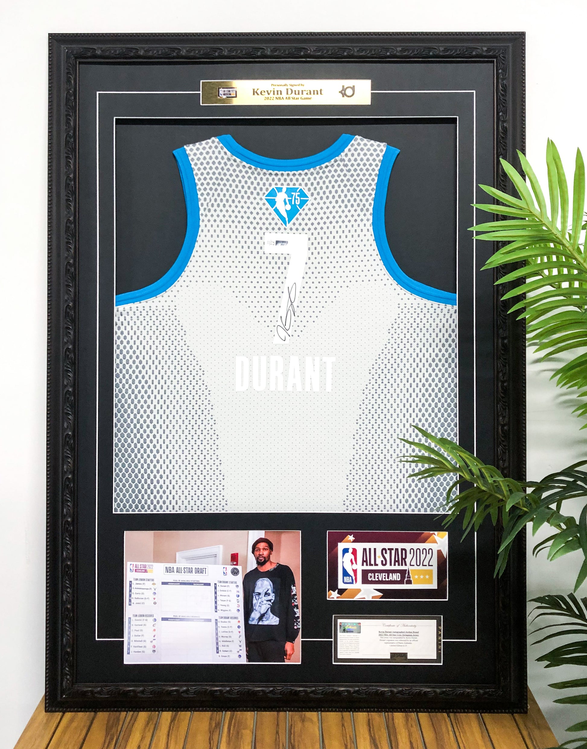 ALL STAR Kevin Durant Autographed Jersey with Personalized Custom Design Framed 000019