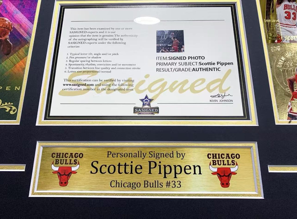 Chicago Bulls Scottie Pippen Autographed Jersey with Personalized Custom Design Framed 00001