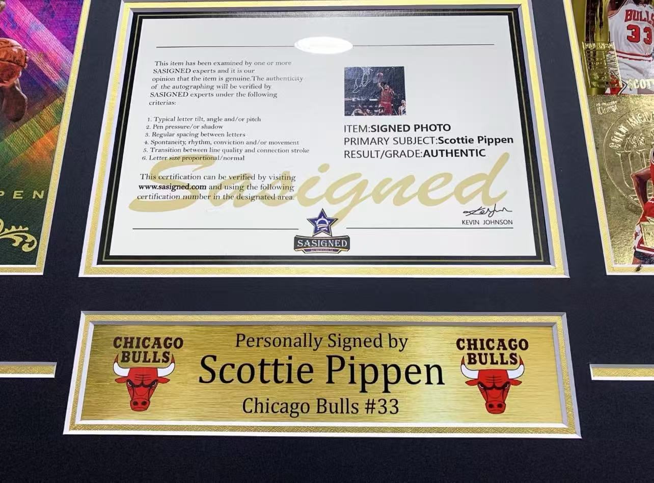 Chicago Bulls Scottie Pippen Autographed Jersey with Personalized Custom Design Framed 00001