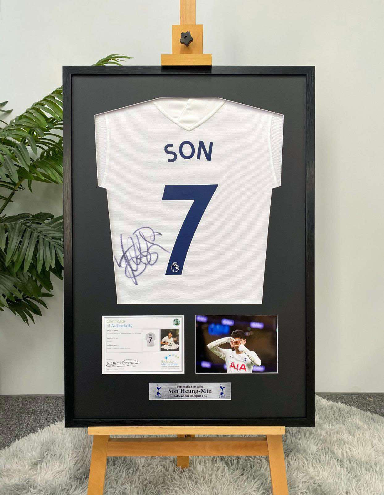 Tottenham Hotspur F.C. Son Heung-Min Autographed Jersey with Personalized Custom Design Framed 00004