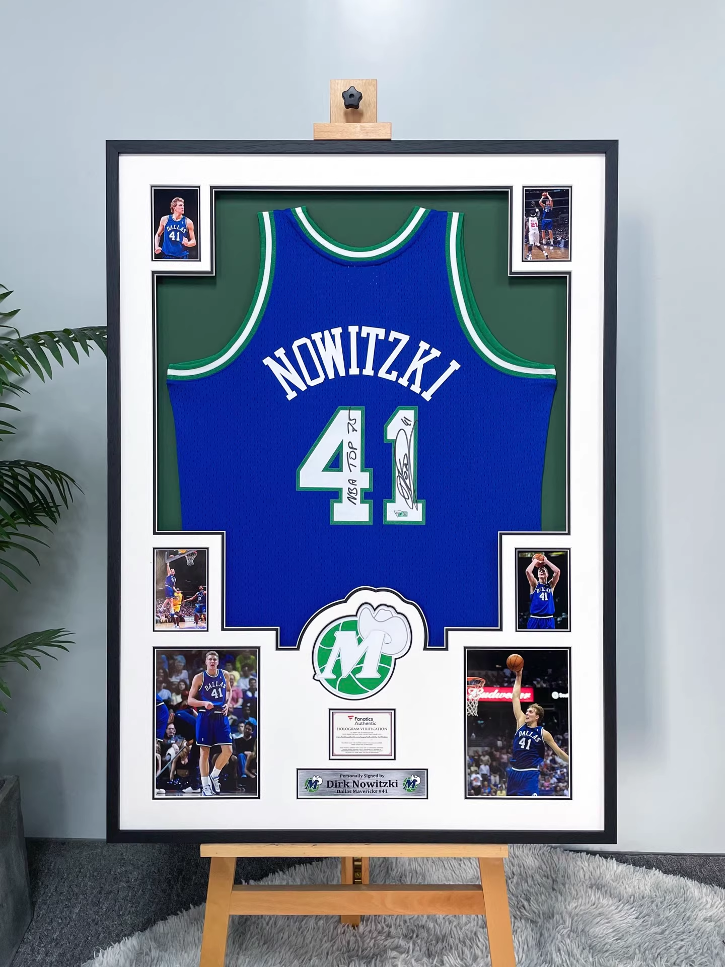 Dallas Mavericks Dirk Nowitzki Autographed Jersey with Personalized Custom Design Framed 00001