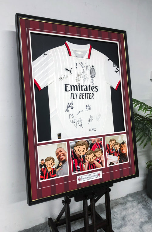 A.C. Milan Autographed Jersey with Personalized Custom Design Framed 00025
