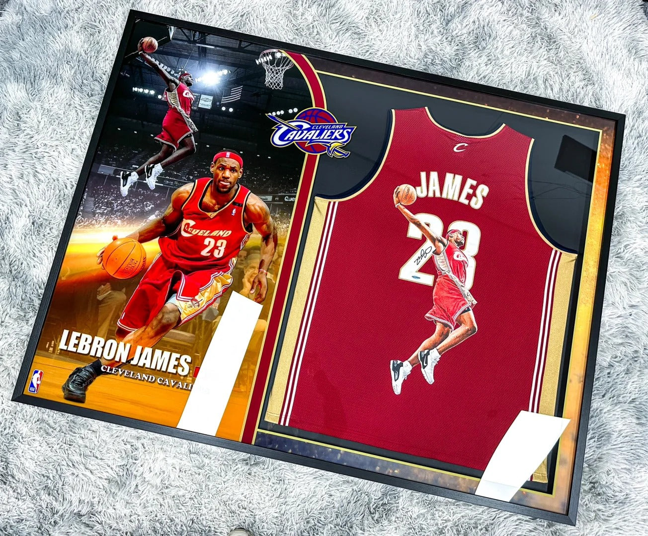 Cleveland Cavaliers LeBron James Autographed Jersey with Personalized Custom Design Framed 00003