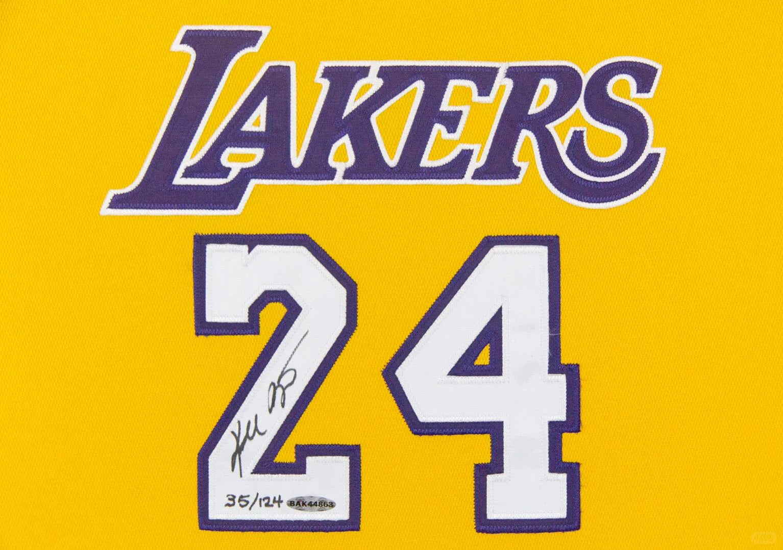 Los Angeles Lakers Kobe Bryant Autographed Jersey with Personalized Custom Design Framed 000013