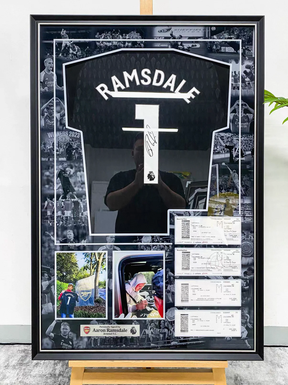 The Arsenal Aaron Ramsdale Football Club Autographed Jersey with Personalized Custom Design Framed 00041