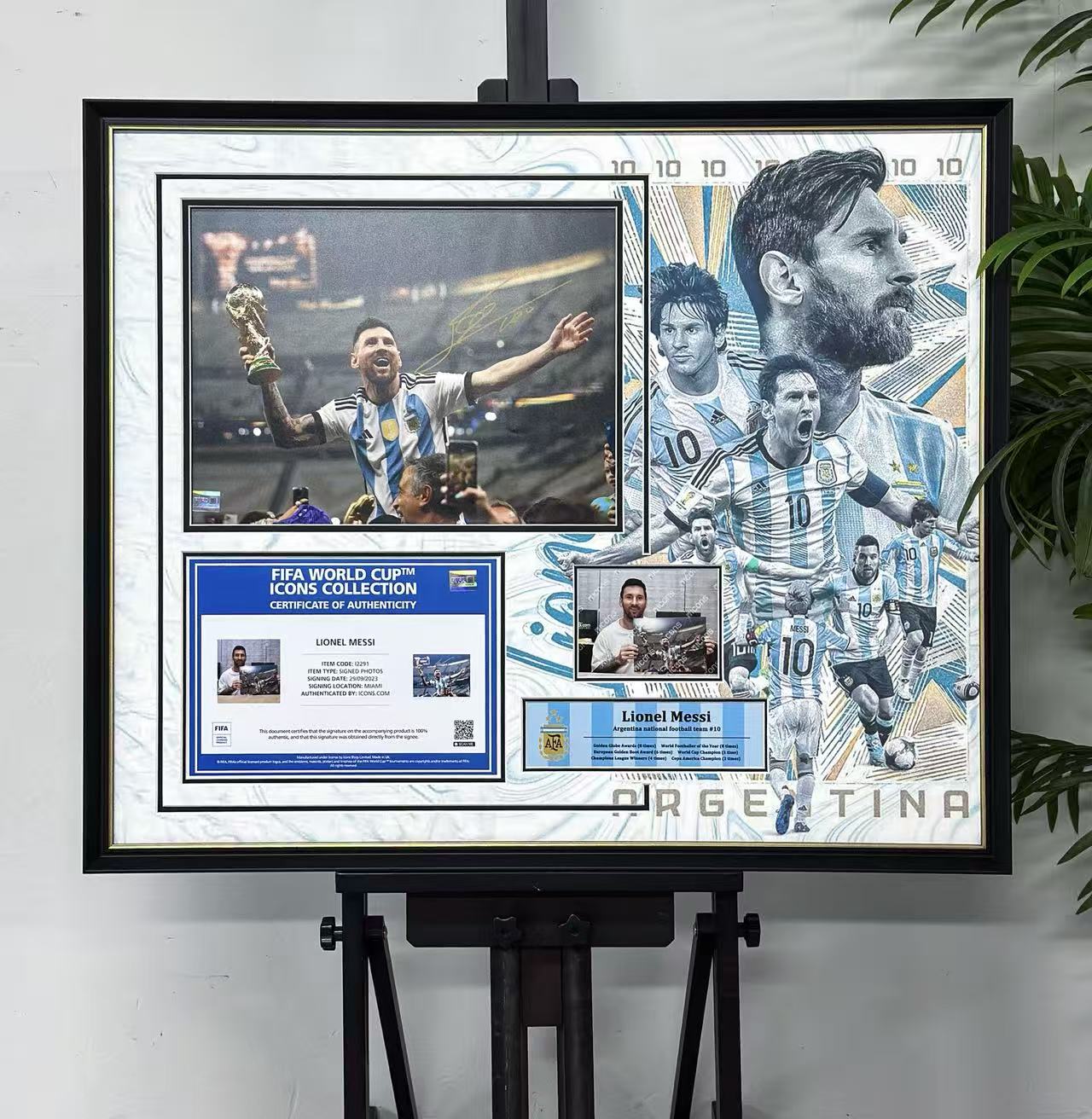 Argentina Lionel Messi Poster with Personalized Custom Design Framed 000060