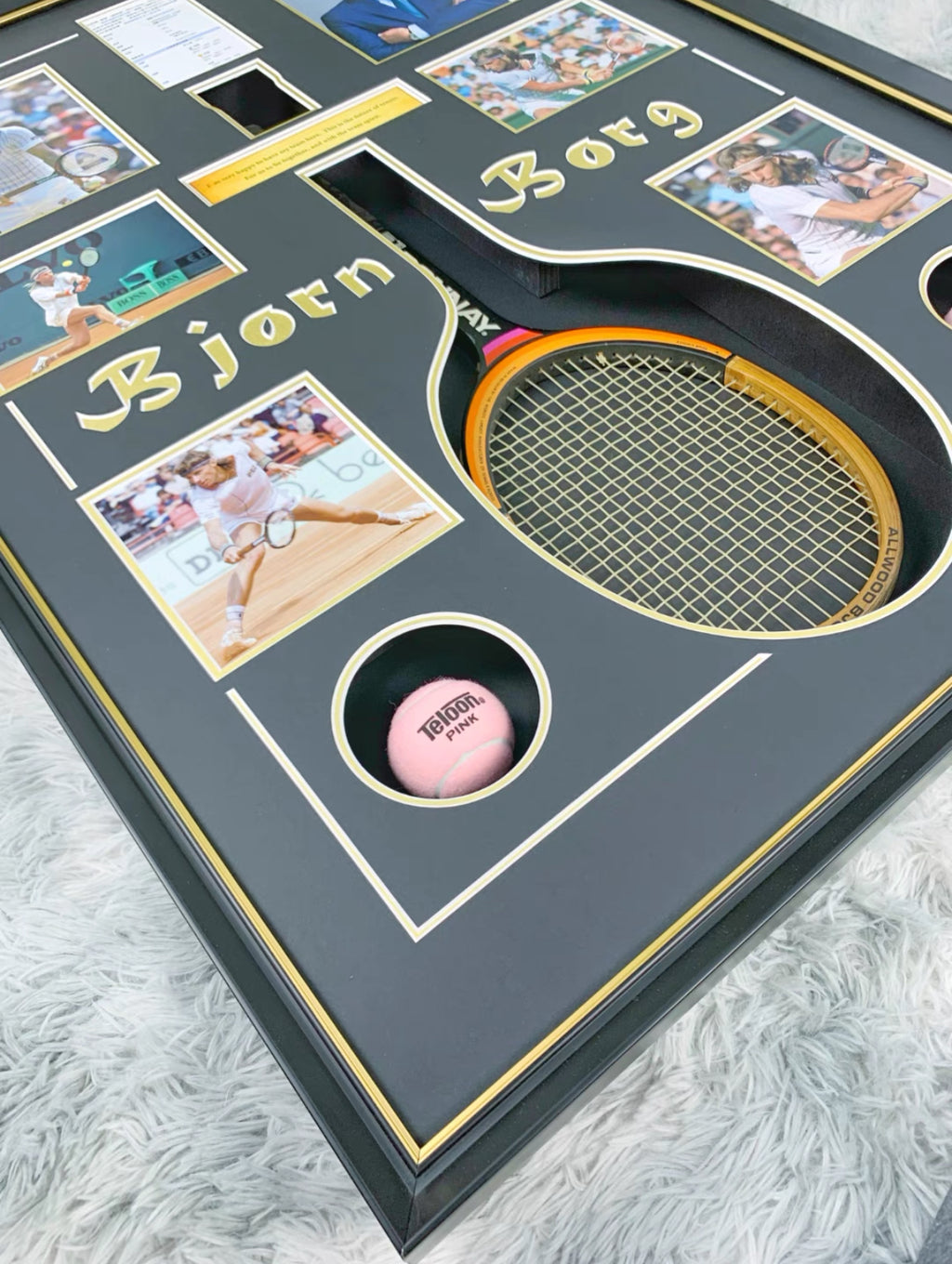 Borg Tennis racket Sentimental Item with Personalized Custom Design Framed 00008