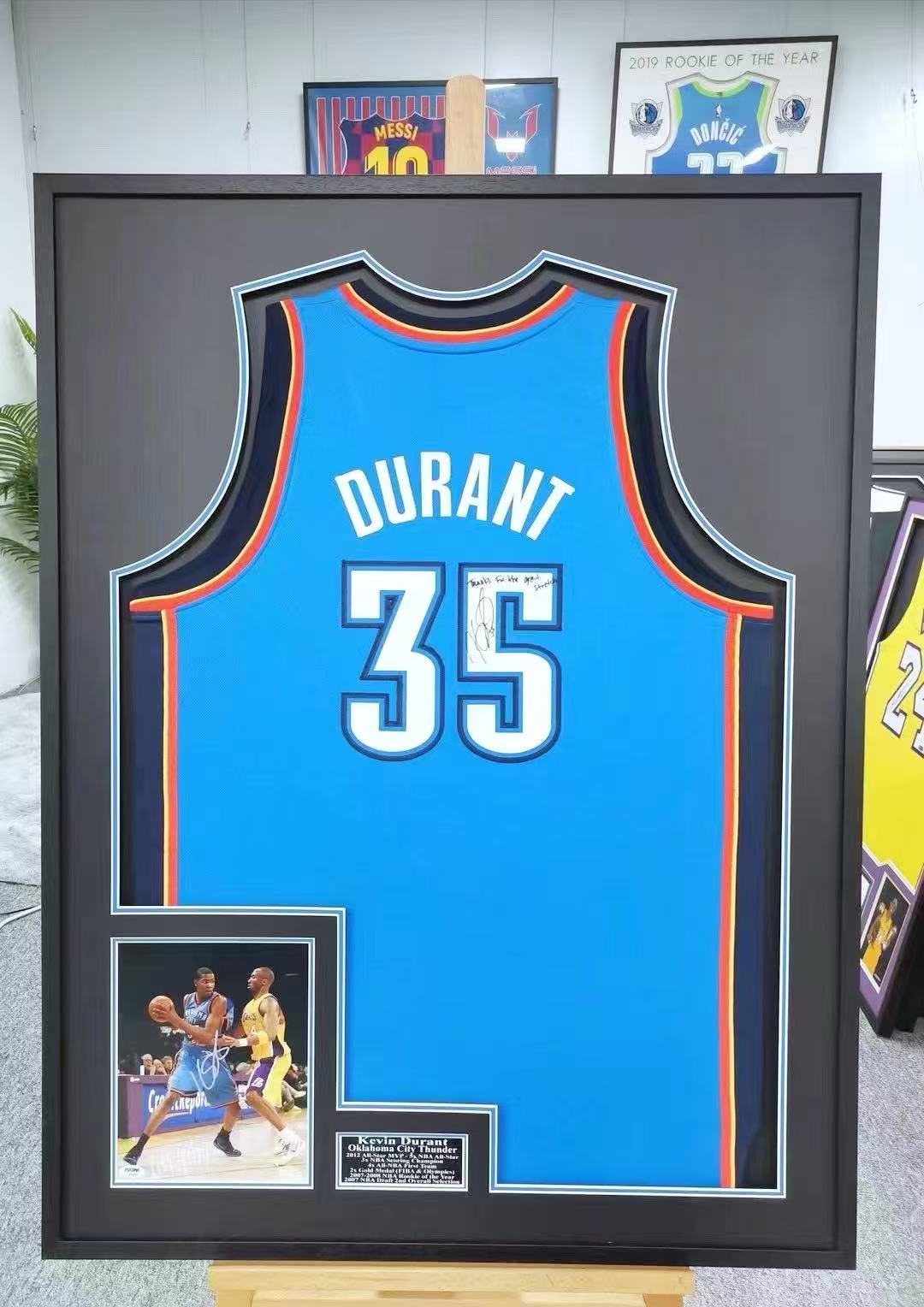 Oklahoma City Thunder Kevin Durant Autographed Jersey with Personalized Custom Design Framed 000020