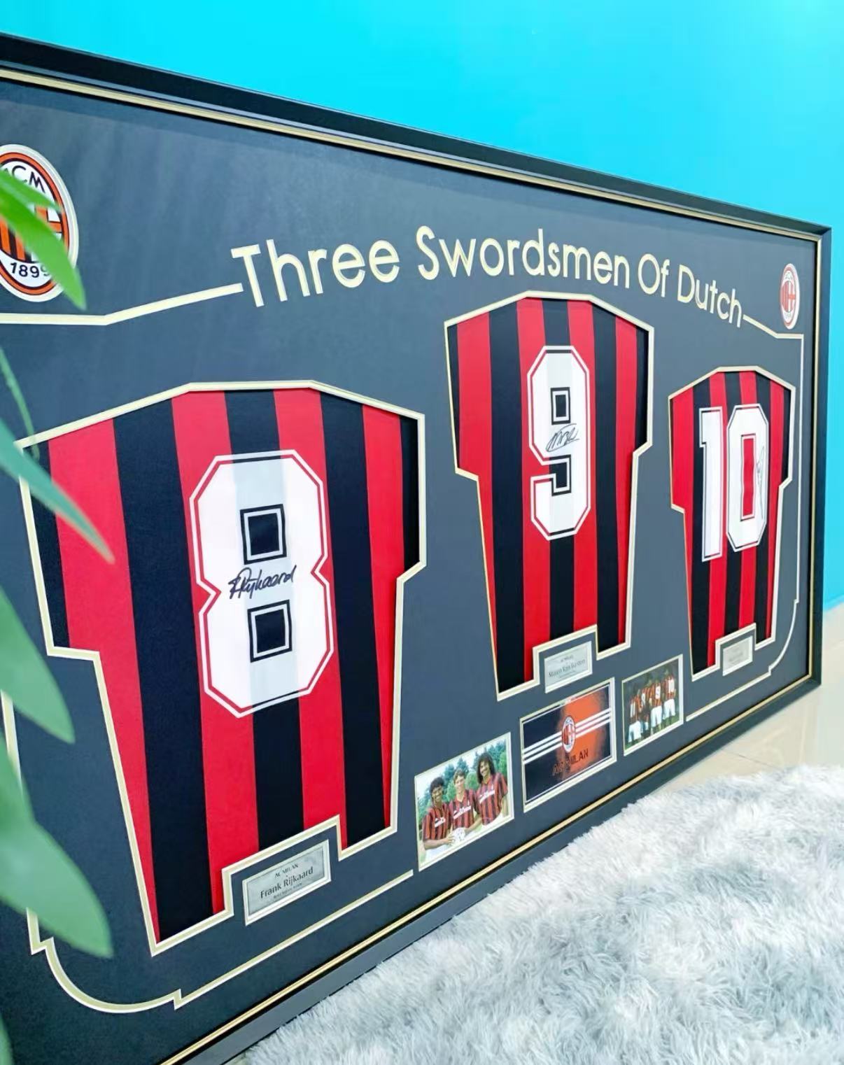 Frank Rijkaard Marco Van Basten Ruud Gullit Jersey combination Autographed Jersey with Personalized Custom Design Framed 000010