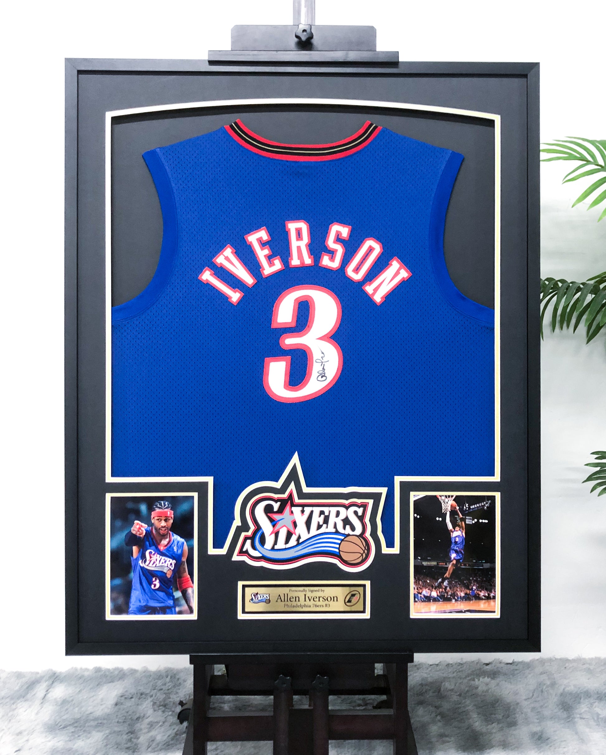 Philadelphia 76ers Allen Iverson Autographed Jersey with Personalized Custom Design Framed 000016