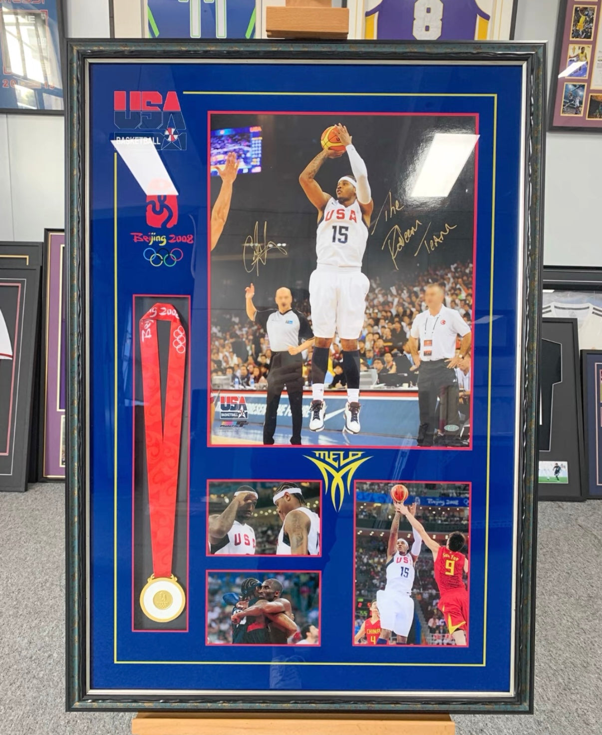 USA Carmelo Anthony Poster with Personalized Custom Design Framed 000036