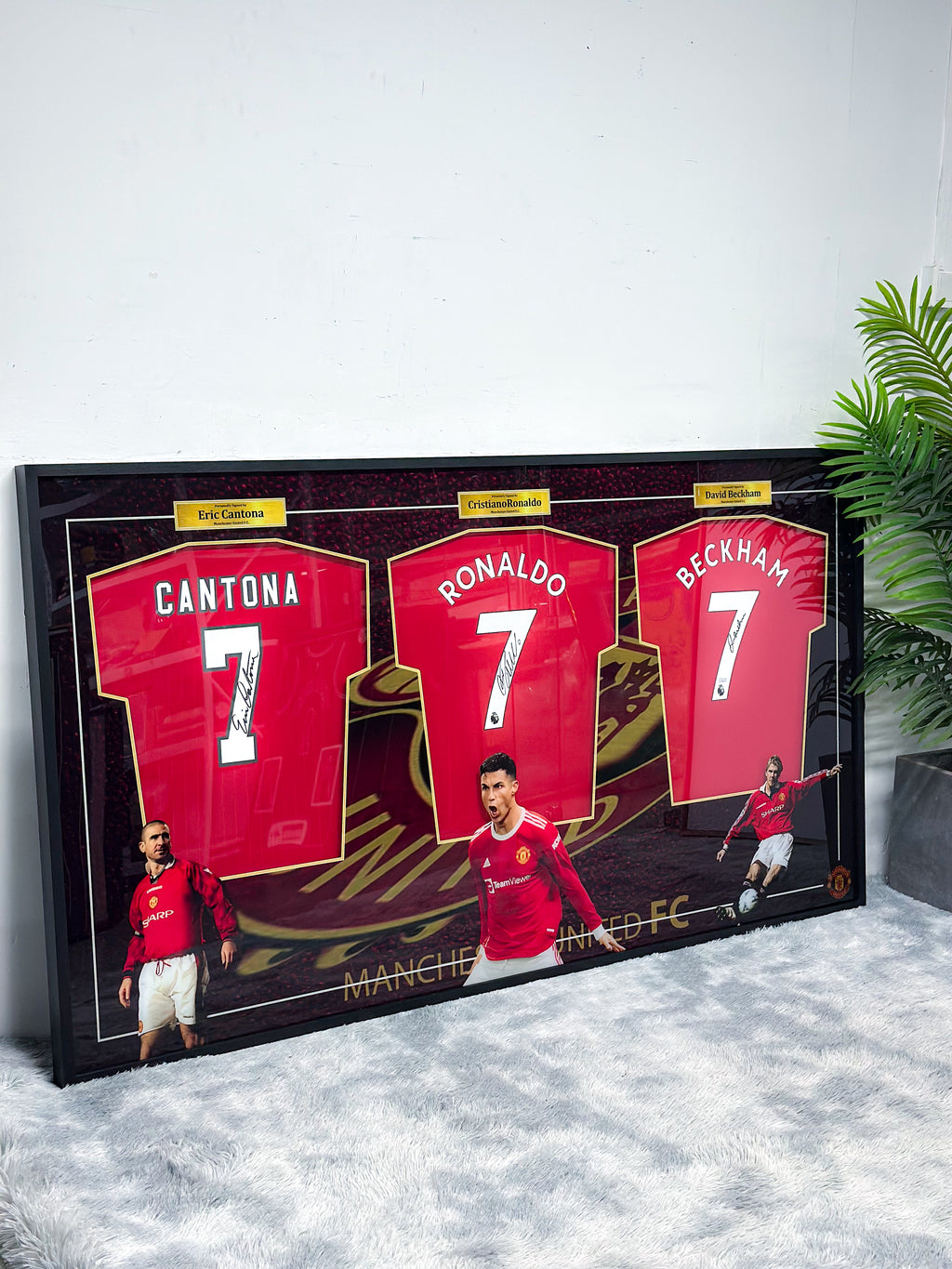 Manchester United Cantona / Cristiano Ronaldo / David Beckham Jersey Custom Framing 000087