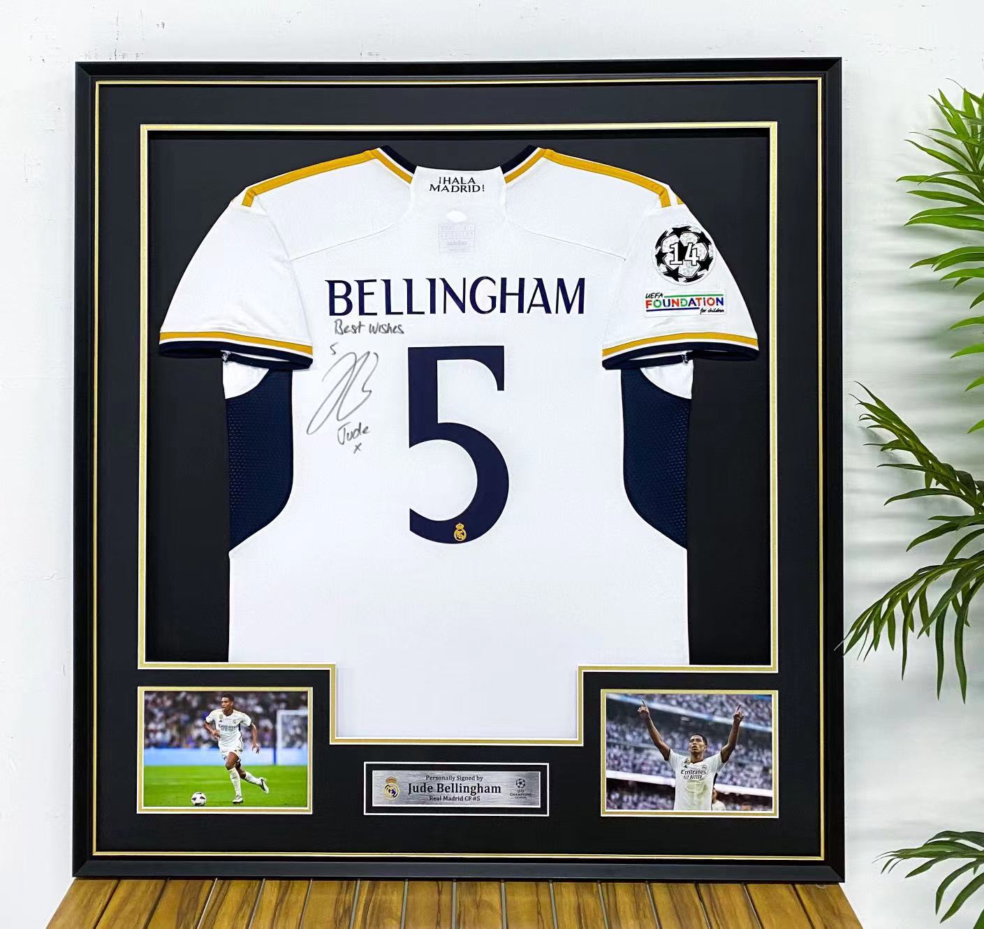 Real Madrid CF Jude Bellingham Autographed Jersey with Personalized Custom Design Framed 000070