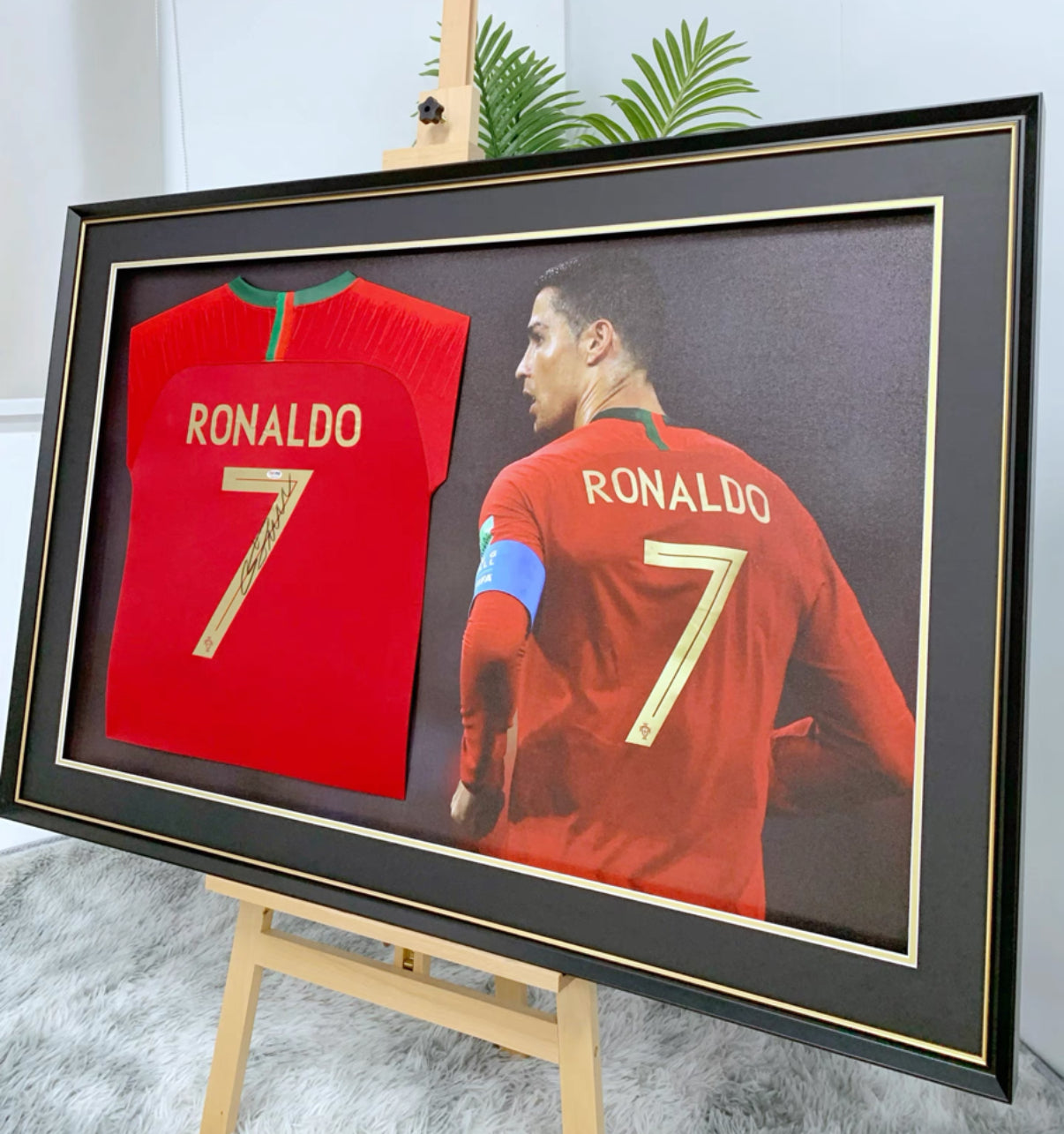 Portugal Cristiano Ronaldo Autographed Jersey with Personalized Custom Design Framed 000016