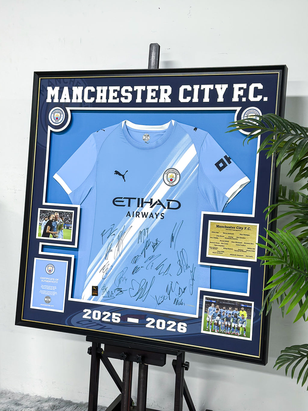Manchester City FC Erling Haaland Autographed Jersey with Personalized Custom Design Framed 00028